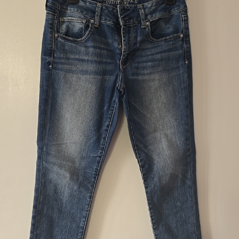 Blue Skinny Jeans with Faded Detailing